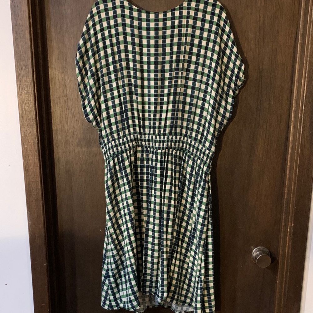 *4/$20* Ava & Viv Green & White Checkered Midi Dress with Twist size 1x - Picture 5 of 6